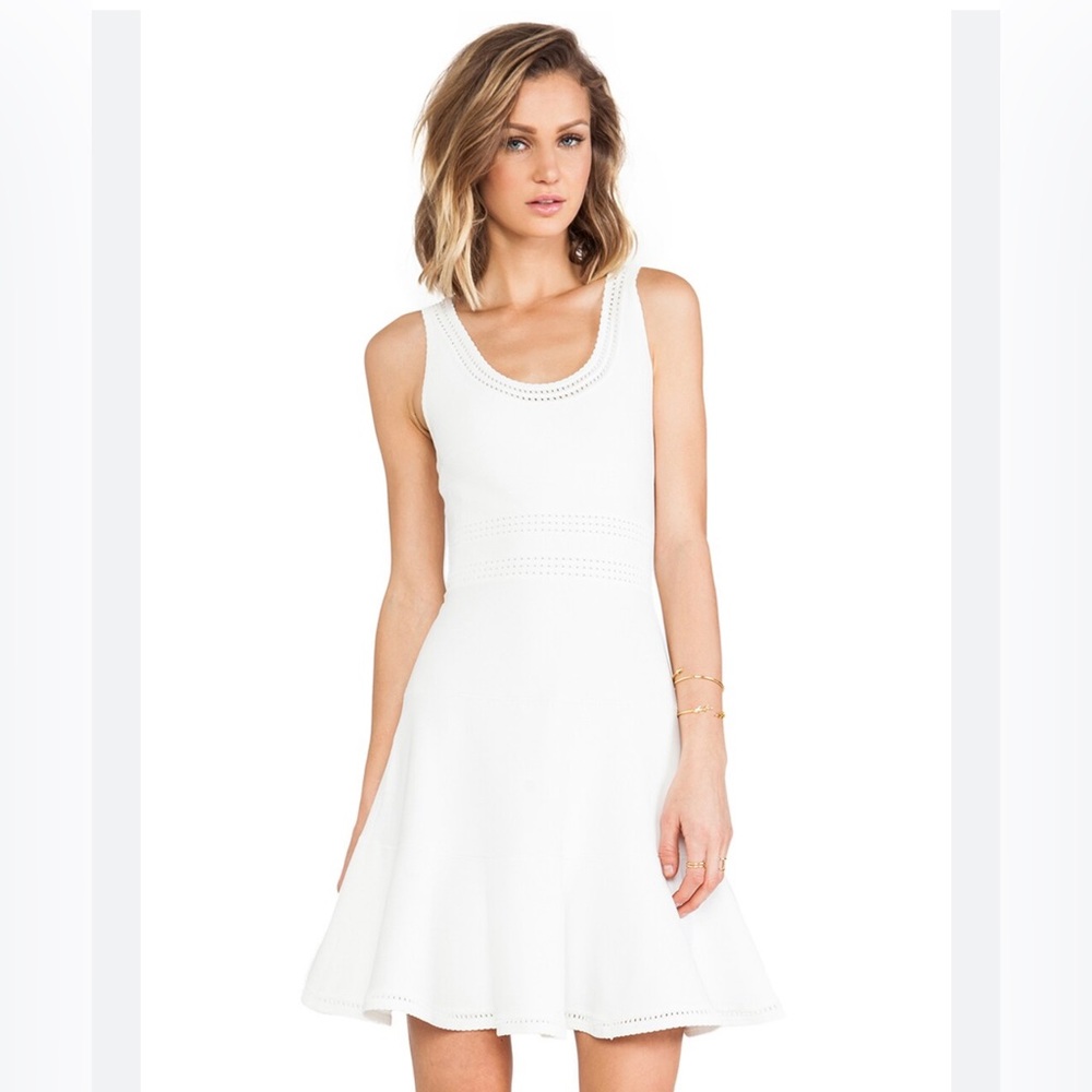 Diane von Furstenberg Perry Flounce Hem Cocktail Dress - Size Large - White